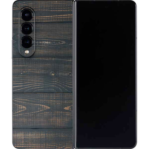 Black Painted Wood Galaxy Z Fold4 5G Skin